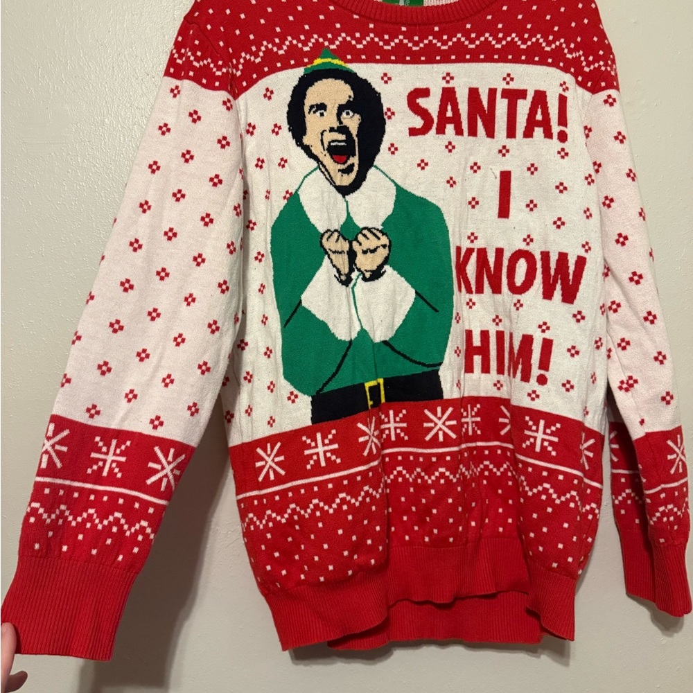 ELF Red and White Festive Crewneck Sweater